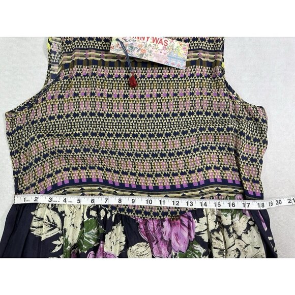 Johnny Was Elle Sleeveless Silk Blend Maxi Dress Women’s L NWT Missing Tie Belt - Picture 7 of 7